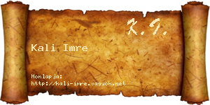 Kali Imre névjegykártya